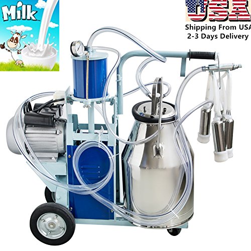Pevor Electric Milking Machine 25l 110v Milker For Farm Cows With 304 Stainless Steel Bucketï¼ˆShipping From USAï¼‰