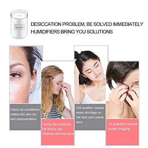 Topmate Mini USB Humidifier Cool Mist Ultrasonic Candle-Shape Air Humidifier Portable with Warm Night Light Auto Shut-Off for Office Home and Car | White - Thumbnail 3