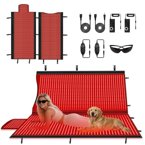 Red Light Therapy Mat Full Body with 2630 LEDs, 74.8"x33.6" Flexible Infrared Red Light Blanket for Home Use, Dual 660nm & 850nm, Adjustable Modes and Timer Control