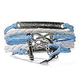 HITOP Jewelry Mens Womens Leather Bracelet, Vintage Anchor Infinity Charm Bangle, Brown