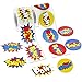 JPSOR 600pcs Superhero Stickers Funny Reward Express Paper Super Logo for Superhero Birthday Party Supplies(2 Rolls Total 600pcs)