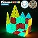 PicassoTiles Kids Toy Building Block Set Glow in The Dark Children Construction Kit Magnet Tiles Magnetic STEM Interlocking Playboard Educational Learning Stacking Blocks Child Brain Development PT60