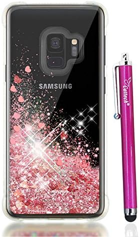 S9 Case for Women,S9 Case Glitter, Cattech Glitter Liquid Sparkle Floating Luxury Bling Quicksand [Drop Protection] [Non-slip Grip] Slim Clear Soft TPU Cover for Samsung Galaxy S9 + Stylus (Rose Gold)