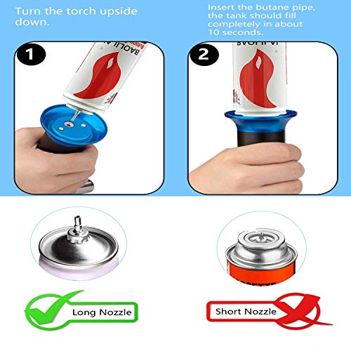 Culinary Blow Torch, UCOFFEE Kitchen Torch Lighter, Butane Refillable, Flame Adjustable (MAX 2370°F) for Cooking BBQ Baking Brulee Creme DIY Soldering (Butane Gas Not Included) - Blue - Thumbnail 4