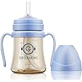 GROSMIMI Spill Proof no Spill Magic Sippy Cup with Straw with Handle for Baby and Toddlers, Customizable, PPSU, BPA Free 6 oz (Sky blue)