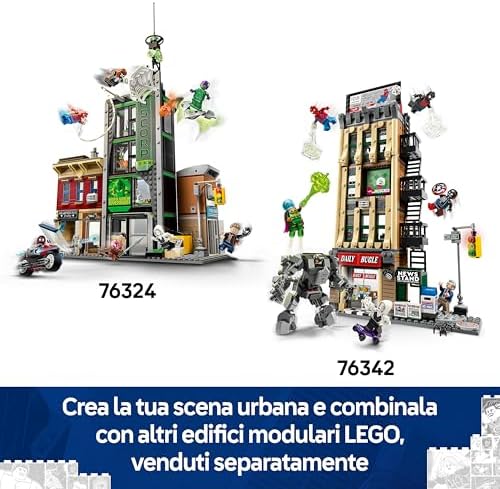 | Marvel Spider-Man vs. Mysterio: il Daily Bugle - Giocattolo dei Supereroi con Action Figure Mech e 7 Minifigure - Regalo di Compleanno per Bambini da 10 Anni in Su e Fan dei Film - 76342