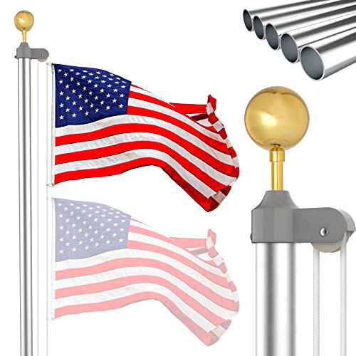 IIOPE 25 FT Flag Pole Kit, Heavy Duty Aluminum Outdoor In Ground