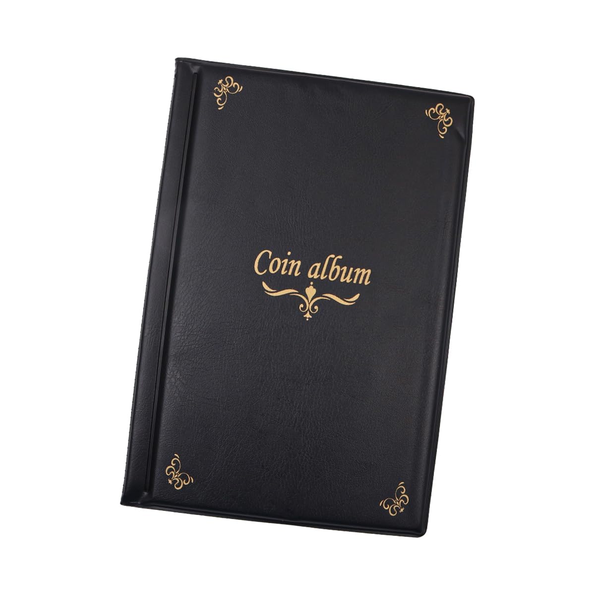 VOANZO 150 Pockets Coin Album 15 Pages Leather Coin Collection Book Penny Collecting Book for Coin Collectors (Black)