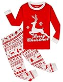 Girls Christmas Pajamas Cotton Toddler Red Reindeer Pjs Sleepwear For Kids