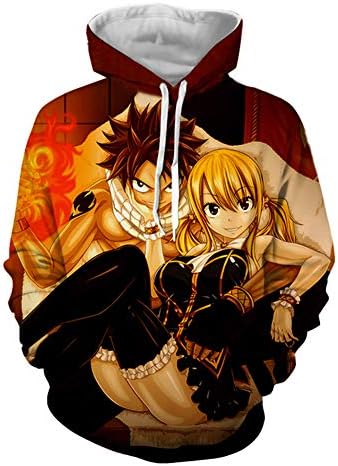 Ywfzzxs Unisex 3D Hoodies Sweatshirts Hd Digital Printed Long Sleeve Big Pockets Pullover Fairy Tail