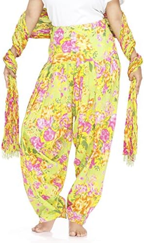 ShristiIndian Clothing Women's Full Length Patiala Pants Rose Print, with Scarf