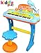 Kiddie Play Electronic 37-Key Toy Piano Keyboard for Kids with Real Working Microphone, Colorful Lights and Stool (with USB Adapter)