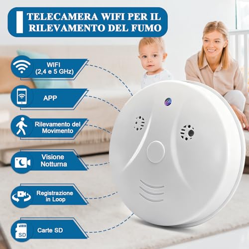 Hidden Camera Wifi 5G Smoke Detector Hidden Camera | 1080P HD WiFi Mini Spy Camera with Night Vision and Motion Detection for Home Security
