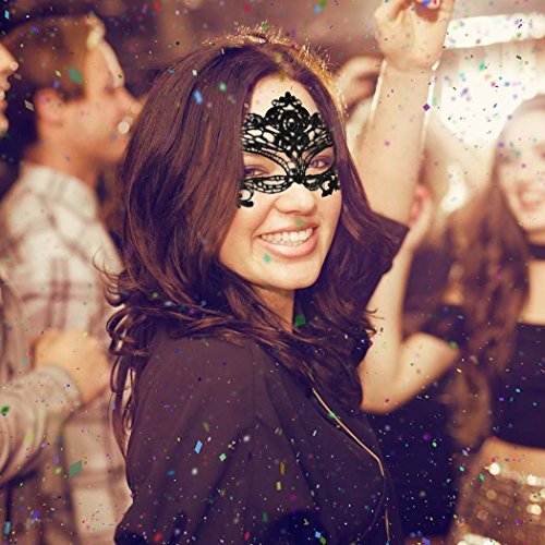 Rbenxia Women Girl Sexy Lace Eyemask Eye Mask for Halloween Masquerade Party Black, Black - Thumbnail 5