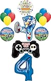 Sonic the Hedgehog Party Supplies 4th Birthday Balloon Bouquet Decorations 14pc