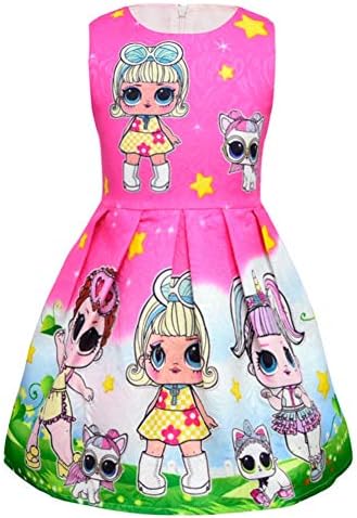 Zaring Little Girls Summer Floral Printed Sundress Toddler Clothes Halloween Dress Cosplay Party Costumes Doll Surprise