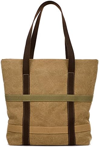 PILER Women's Canvas Tote Bag Shoulder Hand Bag Carrying Shopping Grocery Totes for Party Favor in Retail (khaki)
