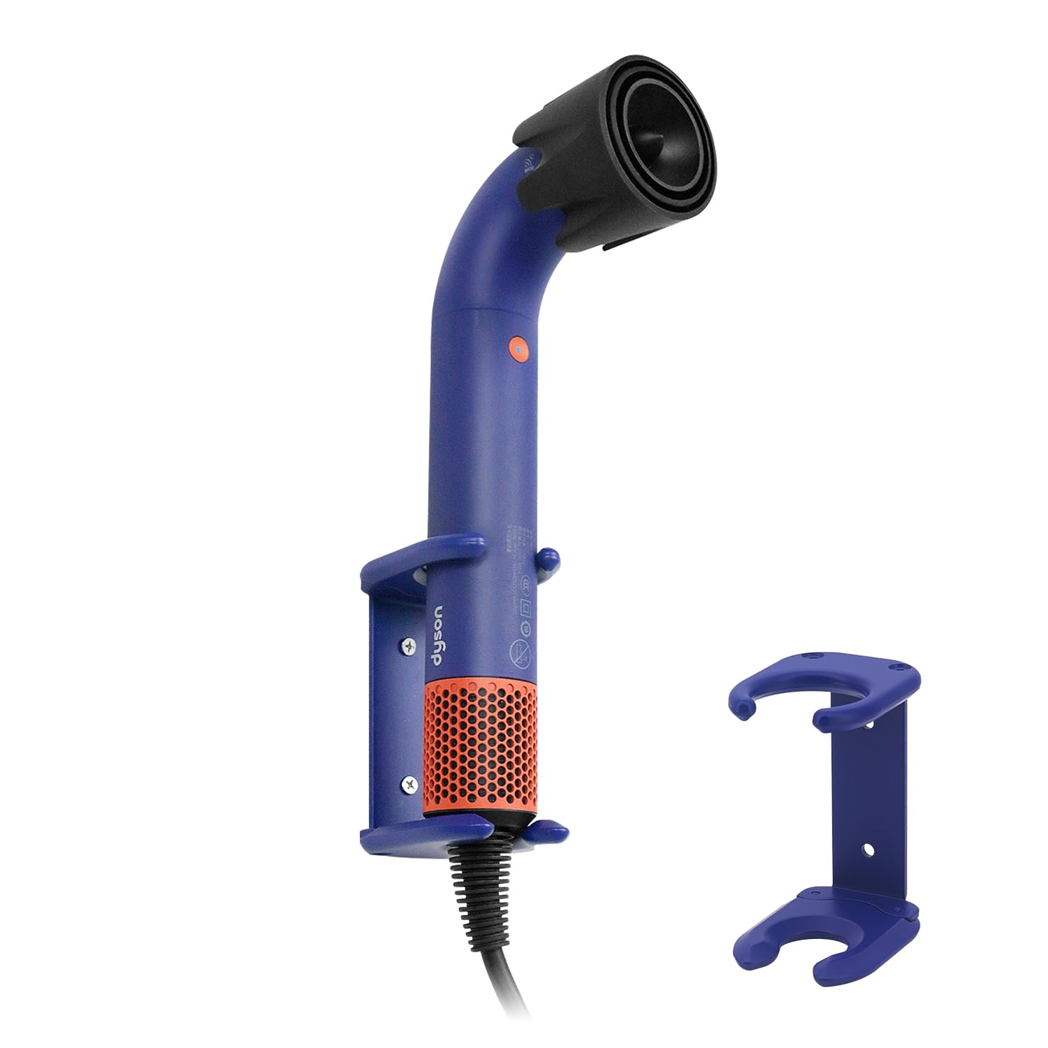 Photo 1 of Boweike Wall Mount Organizer Compatible with Dyson Supersonic r™ Hair Drye, Metal Storage Holder Compatible with Dyson Supersonic r for Bathroom Bedroom Hair Salon Barbershop (Blue)