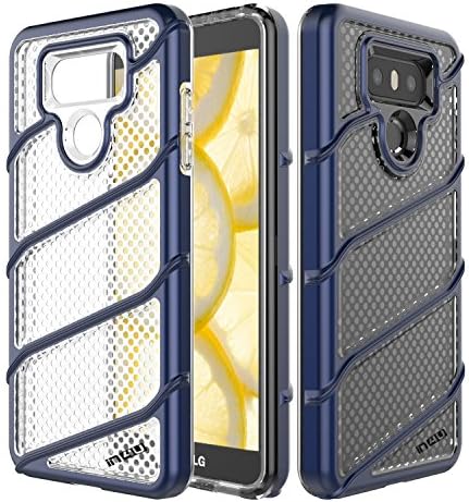 LG G6 Case,IN4U Slim Fit Transparent Clear Hybrid Protective Case with [Air Cushion] Inner Flexible Soft TPU Surrounded With Colored Outer Hard PC Cover for LG G6 Cover (Navy Blue)