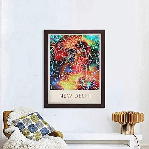 Baodanla Sin Marco Nueva Delhi Mapa Cuadrado Pintura Al Oleo