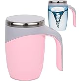 daasigwaa Self Stirring Mug - Automatic Magnetic Electric Coffee Mug, Rotating Cute Mixing Cup Tasse, To Stir Office/Kitchen/Travel/Home Coffee/Tea/Hot Chocolate/Milk-450 ml/15.2 oz(Pink)