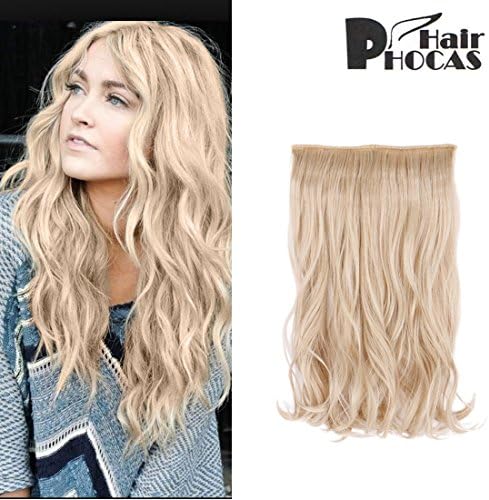 HairPhocas 15inch Secret Curly Wavy Hair Extension Synthetic Hairpieces Hidden Wire Adjustable Transparent Wire for Women (Dirty Blonde)