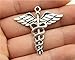 NEWME 12pcs Caduceus Medical cane Charms Pendant For DIY Jewelry Wholesale Crafting Bracelet and Necklace Making