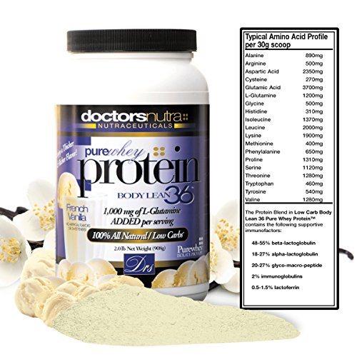 Pure 100% Whey Protein Low Carb Low Fat French Vanilla Flavor Powder All Natural Ultrafiltered with High Branched Chain Amino Acids and 1000 mg L-Glutamine. No Artificial Sweeteners or Flavors. 2 Pounds (Pack of 2) - Thumbnail 3
