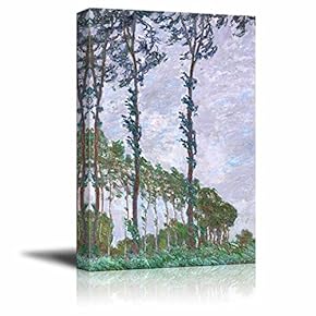 Poplars, Wind Effect by Claude Monet - Canvas Print Wall Art Famous Painting Reproduction - 12" x 18"