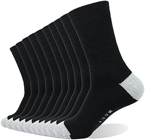 Enerwear 10P Pack Men's Cotton Moisture Wicking Extra Heavy Cushion Crew Socks