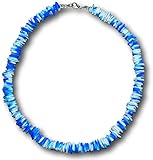 Native Treasure - Colored Clam Chips Puka Shell Necklace with Lobster Clasp (Blue Splash)
