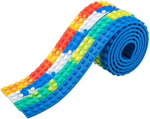 4 Roll Toy Blocks Tape Compatible Lego , Building Block Tape Silicone Strips Peel and Stick Baseplates Nimuno Loops with Reusable Self-Adhesive Strips Educational Construction Toys for Kid Child