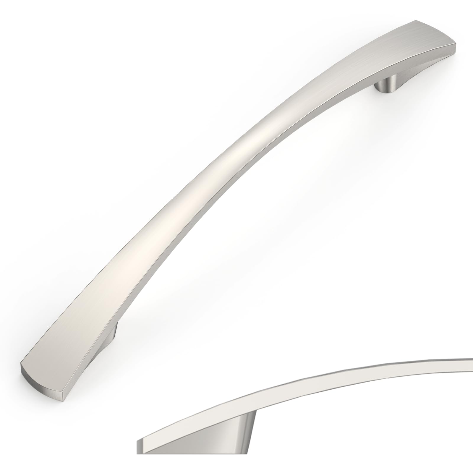 Amerdeco 10 Pack Brushed Satin Nickel Cabinet Pulls 5 Inch(128mm) Hole Centers Kitchen Cabinet Handles Solid Zinc Alloy Cabinet Hardware Drawer Pulls AM010