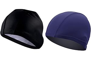 TRADERPLUS 2 Pack Lycra Fiber Swim Cap Swimming Caps Comfortable Swimming Pool Cap