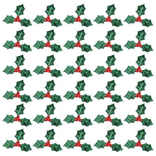 100pcs Artificial Holly Berry with Green Leaves Christmas Holly Berry Branches Headdress Decoration leaf stickers,christmas flowers,green leaves artificial flower for DIY Ornament (Green, 3CM) at Amazon