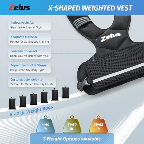ZELUS Chaleco con Peso Ajustable para Hombres y Mujeres, Body Weighted Vest con 6 Pesas de Hierro para Entrenamiento Cardiovascular, Running y Fitness en Casa