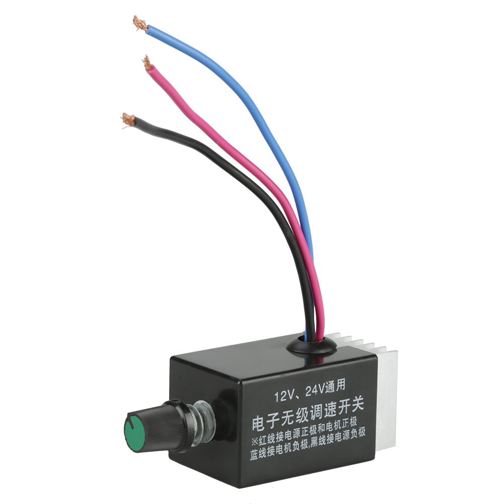 12V 24V Stepless DC Motor Speed Controller - DC Motor Regulator for Truck Car Heater Fan - Adjustable Speed Control Switch for 12V 24V DC Motors