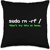 Linux Sudo rm rf Programmer, Engineer, Opensource Funny Throw Pillow