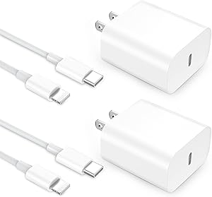 iPhone 12 Charger, 2-Pack 20W USB C Wall Charger with 20W 3FT USB C to Lightning Cable MFi Certified Fast USB-C PD Charger for iPhone 12/12 Mini/12Pro/12 Pro Max/11/11 Pro Max/Xs Max/XR/X