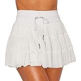 RSBFK Women's High Waisted Ruffled Tennis Skirt Pleated Mesh Layered Tulle Flowy Skirt