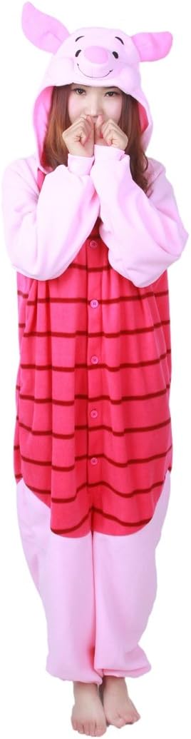 Unisex Fleece Adult Piglet Onesies Animal Cosplay Costume Halloween Xmas Pajamas