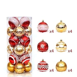 Kerstmis Christmas Ball Bright Ball 6cm24 Painted Ball Package Christmas Ornaments Kerstboom decoratie bal Barrel Red Gold kerstballen (Color : Red gold, Size : 6cmx24pcs)