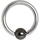 Amelia Fashion Hematite Captive Bead Ring Ball 316L Surgical Steel (Choose size)