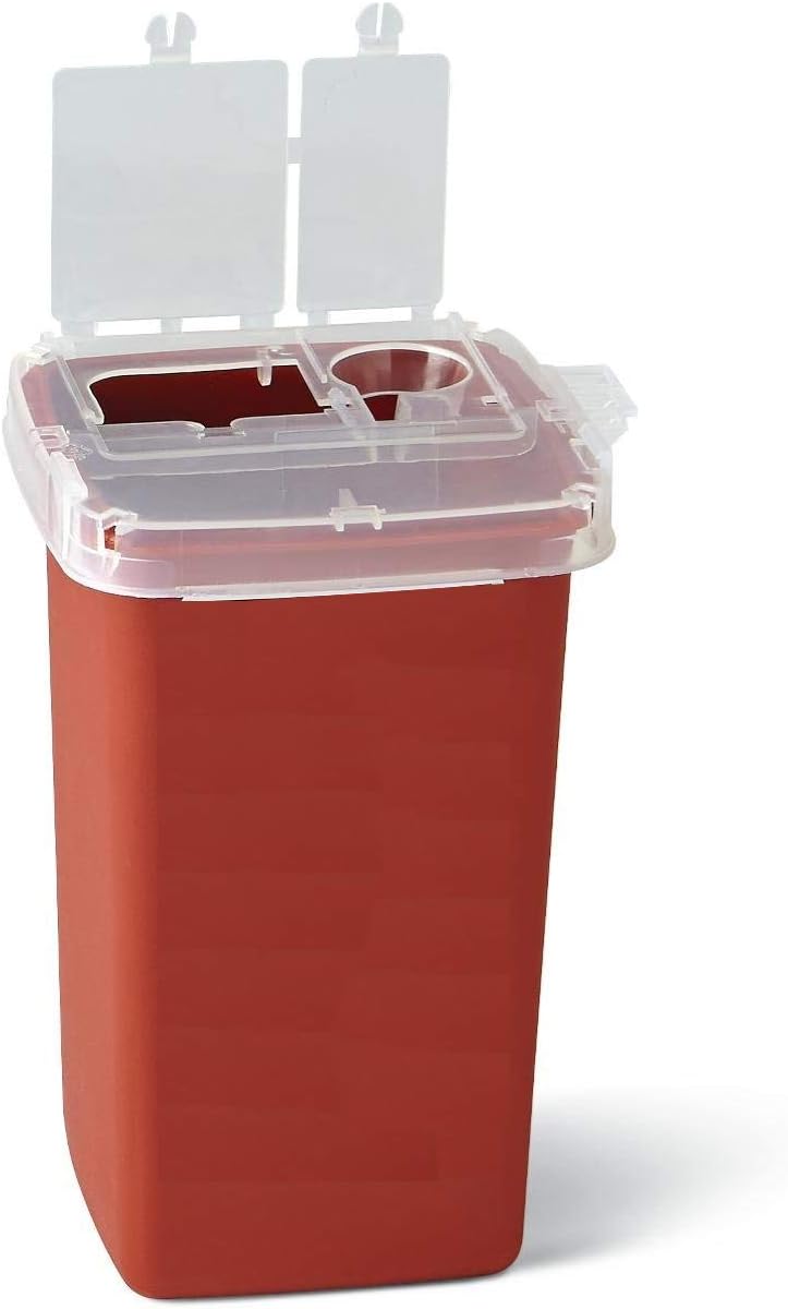 Global Sharps Container Biohazard Needle Disposal Container - 1 Quart (2 Pack): Health & Personal Care