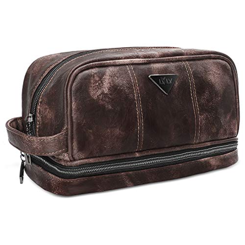 Men's Toiletry Bag, Travel Toiletry Bag for Men, Large Leather Dopp Kit