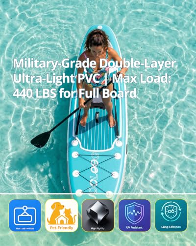 JOOLOOG Inflatable Stand Up Paddle Board with Seat for Adults,32" Wide SUP | 10'6" Inflatable SUP with seat & 4-piece paddle, cooler bag, camera mount, pump, backpack. Perfect for fishing & cruising