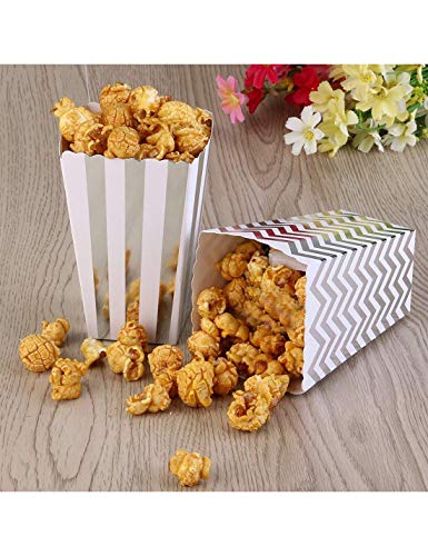 HANSGO Small Popcorn Boxes, 36PCS Striped Popcorn Paper Bags Popcorn Containers Cardboard Candy Containers for Carnival Movie Theater