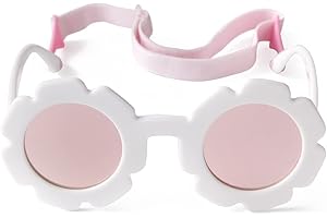 ADE WU Baby Polarized Sunglasses with Strap,Cute Flower Sun Glasses for Baby Girl Boy Infant Toddler 3-24 Months