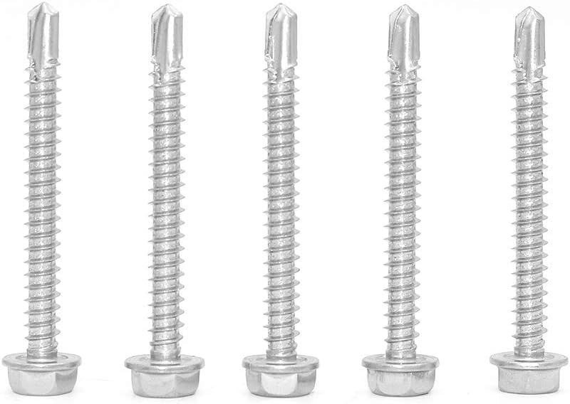 50 Pieces NUZAMAS 4.8 x 45mm Thread 304 Stainless Steel Self Drilling Tek Screw with Washer, for Wood Metal Fastened - Image 3