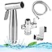 Handheld Toilet Bidet Sprayer Set Pipe Shattaf Water Cleaner Cloth Diaper Sprayer for Toilet Attachment with Water Pressure Control Hose and T Valve-Chrome